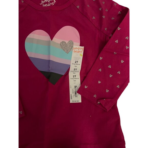 Set of 4 Toddler Girls Long Sleeve Heart Tee Heart Ruffle Bottoms Size 2T - Picture 2 of 3